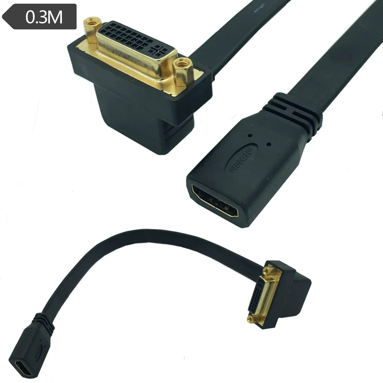 ÷   HDMI ȣȯ 90  ޱ ̺ 0.3m, DVI 24 + 5 Female ȣȯ